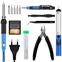 E·Durable Soldador estaño 60W 220V Kit del Soldador 200 ℃ a 450℃ 5pcs Puntas Diferentes-Alambre de Soldadura Soporte…